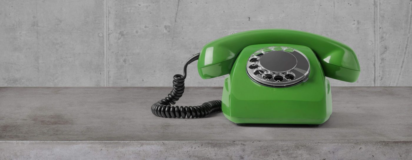 Bright green rotary phone